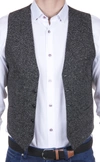 Luchiano Visconti Black And Grey Fill Coupe Woven Vest In Multi