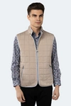 Luchiano Visconti Beige Quilted Zip Up Vest In Beige