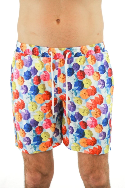 Luchiano Visconti Rainbow Umbrella Swim Trunks In Multi