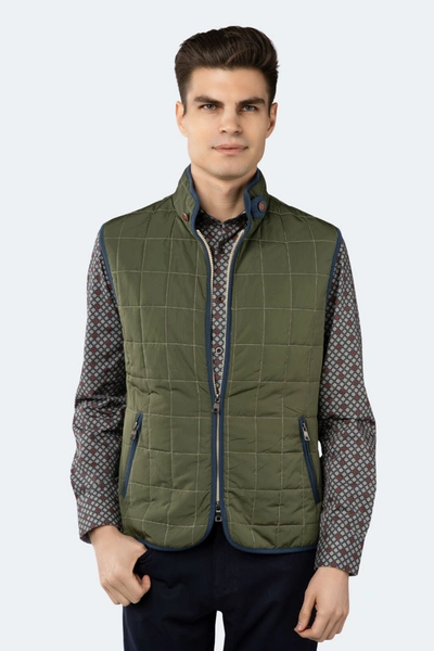 Luchiano Visconti Green Quilted Zip Up Vest