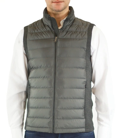 Luchiano Visconti Grey Quilted Vest With Hidden Hoodie