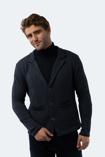 Luchiano Visconti Navy Cardigan In Blue