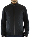 Luchiano Visconti Navy Knit Arms Bomber Jacket With Nanotech Body In Blue
