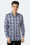 Luchiano Visconti White, Grey, Egyptian Blue And Pink Multi Shapes Shirt In Multi