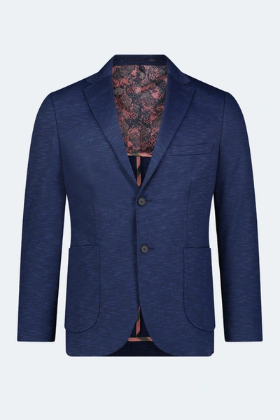 Luchiano Visconti Navy And Petro Blue Jacquard Sportcoat In Multi