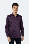 Luchiano Visconti Leo Burgundy And Navy Splatter Jacquard Shirt In Multi