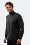 Luchiano Visconti Melange Dark Grey Mockneck Sweater In Grey
