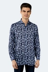 Luchiano Visconti Space Blue Jacquard With Maya Blue Floral Shirt In Multi