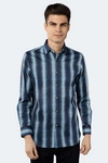 Luchiano Visconti Navy Light Blue Gradient With Gold Circle Chain Shirt In Multi