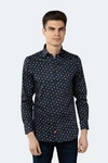 Luchiano Visconti Navy With Brown, Beige And Light Blue Paisley Shirt In Multi