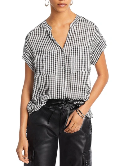 Rails Mel Womens Gingham Check Print Button-down Top In Grey
