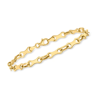 Ross-simons Italian 14kt Yellow Gold Alternating-link Bracelet