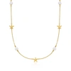 ROSS-SIMONS 6.5-7MM CULTURED PEARL AND 18KT GOLD OVER STERLING STARFISH NECKLACE