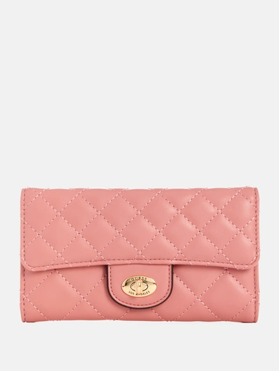 Guess Factory Stars Hollow Quilted Slim Clutch In Pink