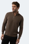 Luchiano Visconti Dark Mink Melange Quarter Zip In Multi
