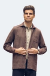 Luchiano Visconti Beige And Burgundy Sharktooth Plaid Shacket In Multi