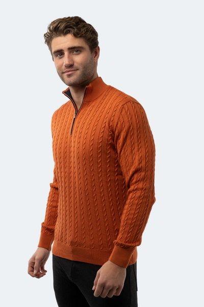 Luchiano Visconti Orange Knit Quarter Zip