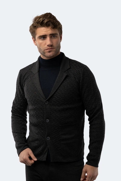 Luchiano Visconti Navy Knit Cardigan In Black