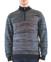 Luchiano Visconti Navy With Peach Multicolor Stripes, 3/4 Zip In Multi