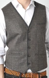 Luchiano Visconti Brown Vest With Grey Piping In Grey