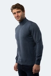 Luchiano Visconti Melange Indigo Mockneck Sweater In Multi