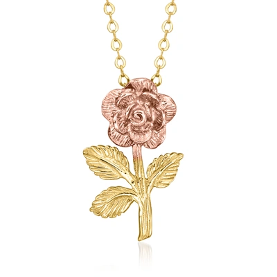 Canaria Fine Jewelry Canaria 10kt 2-tone Gold Rose Pendant Necklace