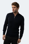Luchiano Visconti Navy Knit Quarter Zip In Blue
