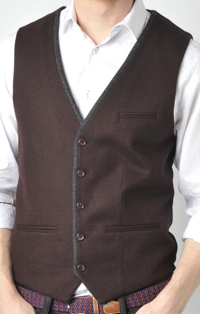 Luchiano Visconti Burgundy Vest With Grey Piping (big & Tall) In White