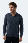 Luchiano Visconti Melange Indigo Knit Cardigan In Multi