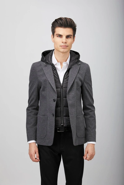 Luchiano Visconti Grey Puffer Hood Sportcoat