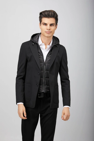 Luchiano Visconti Black Puffer Hood Sportcoat