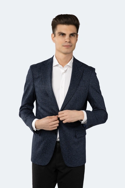 Luchiano Visconti Navy Speckle Zip Up Sportcoat In Blue