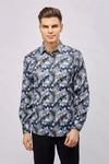 Luchiano Visconti Navy With White Checks, Boxes, And Circles Shirt In Multi