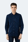 Luchiano Visconti Royal Blue Denim With Navy Floral Jacquard Shirt In Multi