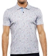 Luchiano Visconti White Polo With Multicolor Floral Shapes In Multi