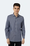 Luchiano Visconti Navy With Grey Check Jacquard Shirt In Multi