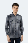 Luchiano Visconti Steel And Navy Plaid Shirt In Multi