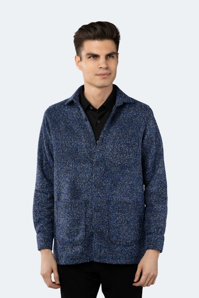 Luchiano Visconti Multi Blue Tweed Shacket