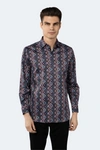 LUCHIANO VISCONTI MULTICOLOR DIAMOND PRINT SHIRT