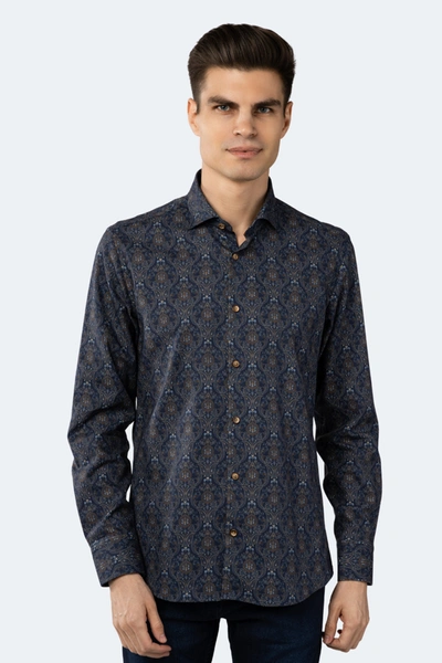 Luchiano Visconti Leo Navy Multi Paisley Jacquard Shirt
