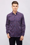 Luchiano Visconti Purple And White Dots With Bicycles Shirt In Multi