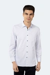 Luchiano Visconti White With Navy And Blue Diamond Stripes Jacquard Shirt In Multi