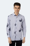 Luchiano Visconti Blue And White Stripe Paisley Shirt In Multi