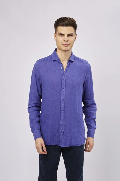 Luchiano Visconti Leo Purple Linen Shirt