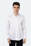 LUCHIANO VISCONTI WHITE ON WHITE SELF STRIPE JACQUARD SHIRT