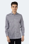 Luchiano Visconti White With Navy Floral Shirt In Multi