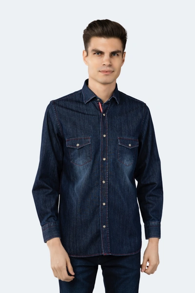 Luchiano Visconti Dark Blue Denim Shirt