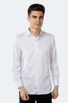 Luchiano Visconti White On White Self Stripe Jacquard Shirt In White