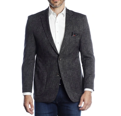 Luchiano Visconti Charcoal Geometric Design Travel Coat In Grey