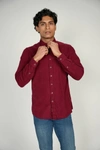 Luchiano Visconti Leo Red Corduroy King Cotton Shirt In Multi